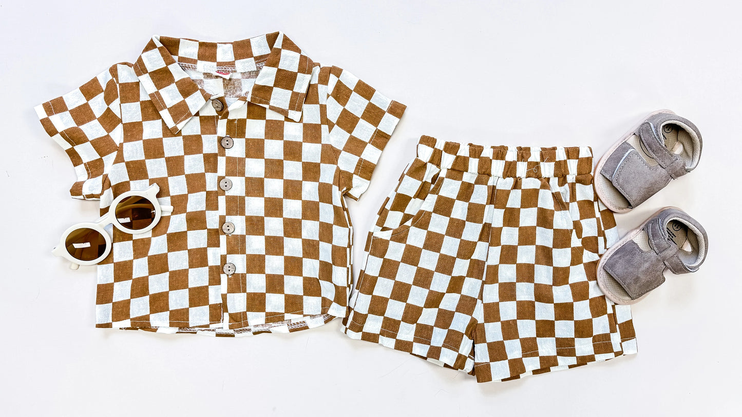 Checkered Linen Set