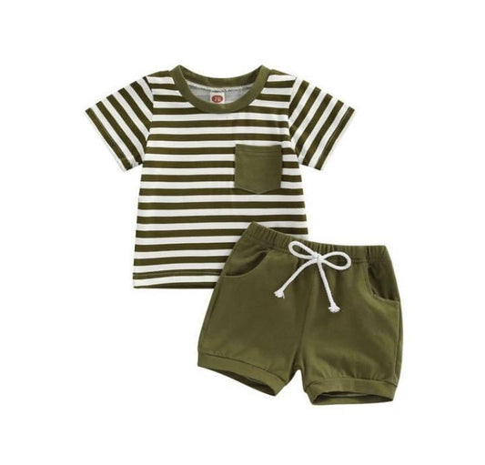 Olive Striped Set